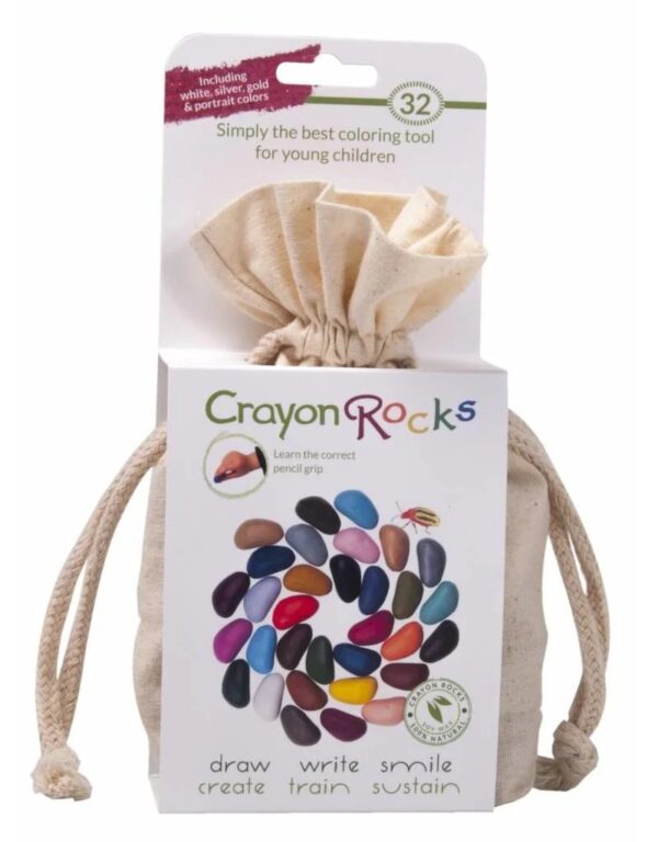 Crayon Rocks Twee en dertig (32) Crayon Rocks in ecru katoenen zakje