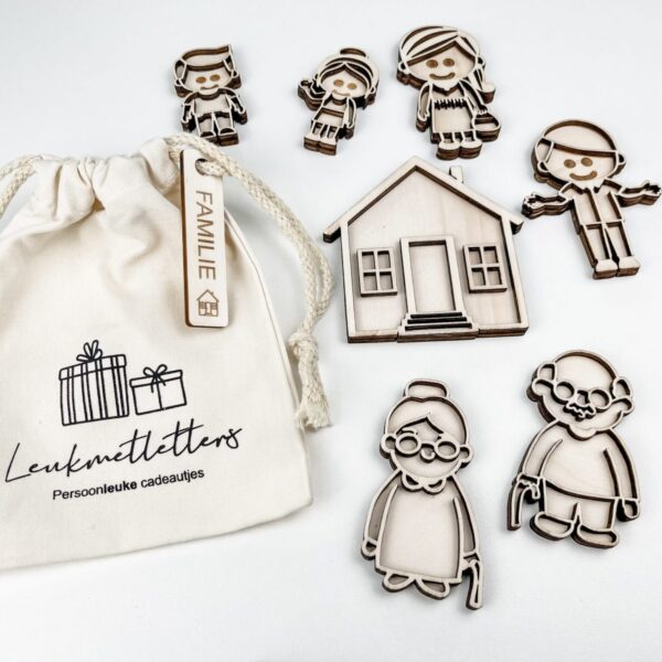 Katoenen zakje Kleine vultrays letters in familie thema