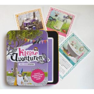 Kleine Avonturen kaartspel in blikje – ouders en kinderen of groep spel voor quality time vanaf 3 jaar