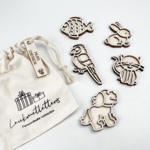 Leuk met Letters – Kleine Vultray Set Huisdieren | Sensorisch houten speelgoed