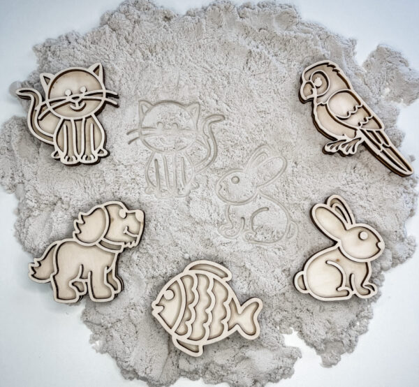 Leuk met Letters – Kleine Vultray Set Huisdieren | Sensorisch houten speelgoed