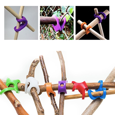 Stick-Lets Hexa kit starter set met 6 stick-lets stevige rubber elastieken om hutten mee te bouwen