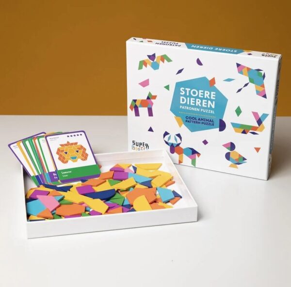 SuperBlocco Stoere Dieren Patronenpuzzel Hout  Vormenpuzzel Tangram