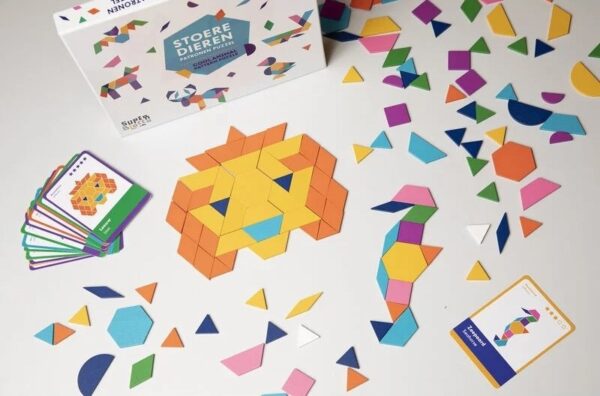 SuperBlocco Stoere Dieren Patronenpuzzel Hout  Vormenpuzzel Tangram