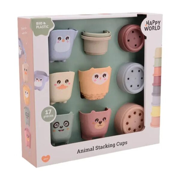 Happy-World-Bio-Stapel-Emmers-en-Bekers Happy World Bio Plastic Stapel emmers en bekers
