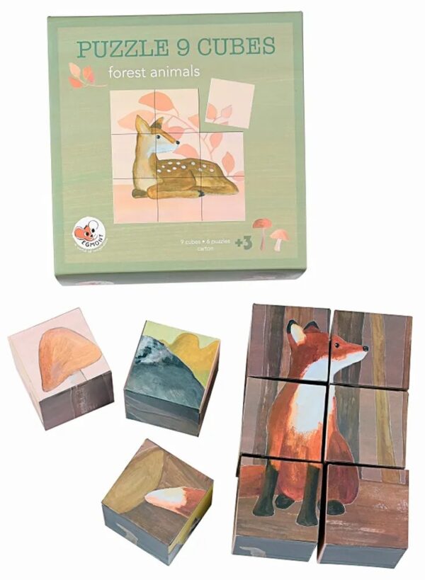 Egmont Toys Kubuspuzzel blokpuzzel 9 stuks bosdieren