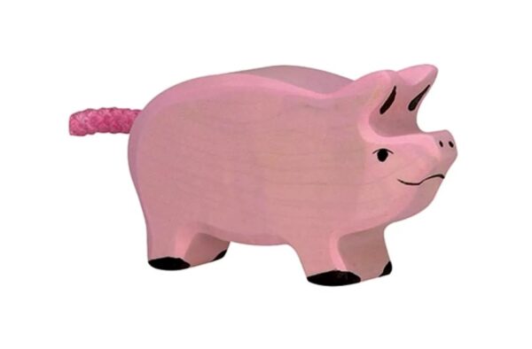 Holztiger Varken 6,5cm | Houten Dierfiguur | Duurzaam educatief speelgoed.