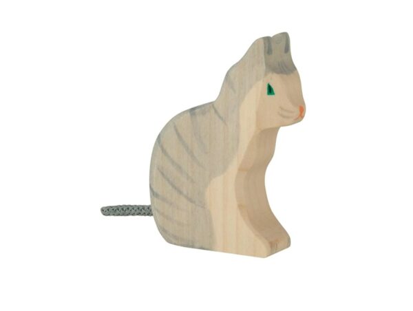 Holztiger Kat zittend | Houten Dierfiguur | Duurzaam educatief speelgoed.