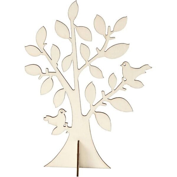 Houten boom met vogels