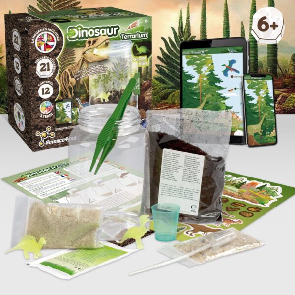 Science4you Glow in the Dark Dino Terrarium - Bouw je Eigen Mini-Ecosysteem – STEAM - Experimenteerset