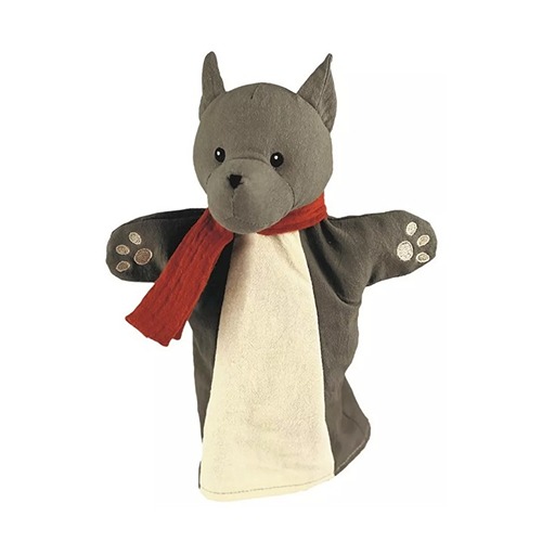 Handpop wolf Egmont Toys – zachte stoffen pop voor poppenkast en taalontwikkeling verkrijgbaar bij het Speellab