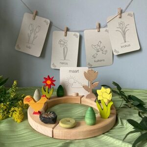 Lente flashcards Montessori speelgoed – educatieve kaarten voor de seizoenstafel van Wildebras