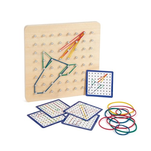 Houten geoboard met 64 veilige pinnen – ideaal voor STEAM-onderwijs
