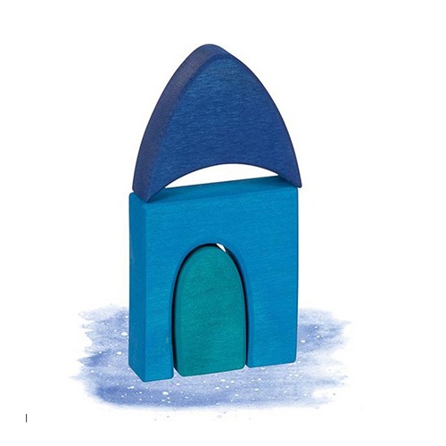 Duurzame houten speelgoedset Goki Evolution Morgana blauwe toren bij Het Speellab