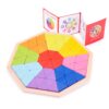 Voorbeelden en Geometrische puzzelstukken in houten puzzelbord