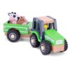 Kindvriendelijke houten boerderijdieren op aanhanger