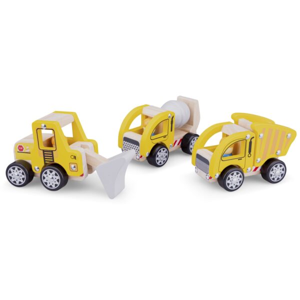 Houten bouwvoertuigen set van New Classic Toys – 3 voertuigen