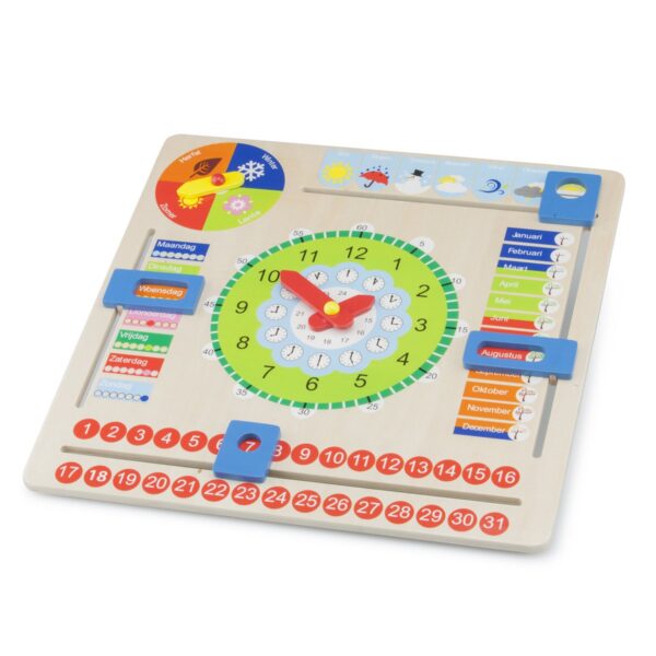 Kinderkalenderklok met schuivers en wijzers – New Classic Toys