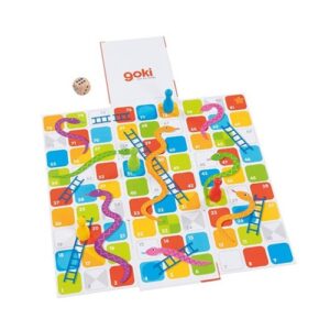 Houten slangen en ladders spel van Goki educatief speelgoed