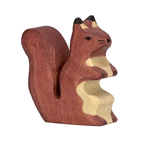 Van duurzaam hout handgemaakte eekhoorn donkerbruin waldorf geinspiteerd van Holztiger bij Het Speellab