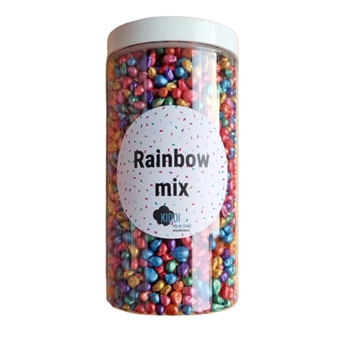 Rainbow maïs mix in PET pot – Kiddi sensorisch materiaal