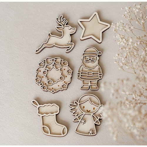 Leuk met Letters kleine vultrays kerstmis krans set – houten sensorisch speelgoed