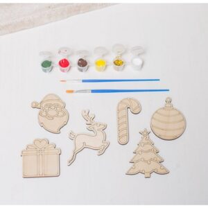 Schilderset Kerstmis Leuk met Letters – DIY houten kerstfiguren om te schilderen