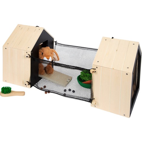 Houten konijnenhok met ren van Small Foot bij Het Speellab