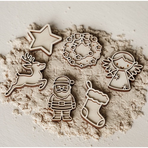 Kerstmis vultray set van FSC hout – ster, kerstsok, rendier en engel