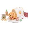 Woet knuffel hond met volledige verzorgingsset – houten rollenspel speelgoed
