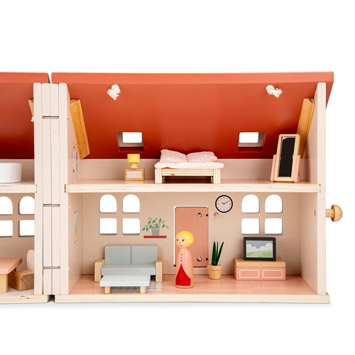 Houten poppenhuis interieur woonkamer Woet speelgoed