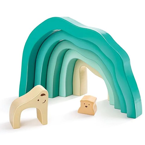 Arctic Polar Bear Stacking Blocks speelset met ijsberen en gebogen stapelblokken