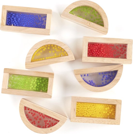 Sensorische regenboogblokken met kralen van Guidecraft voor zintuiglijk en open-ended spel