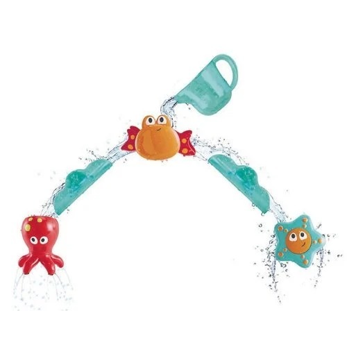 Waterglijbanen met zuignappen voor sensorisch badspel in de Ocean Cascade set.