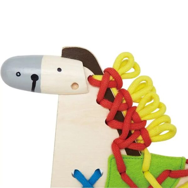 Hape houten rijgfiguur paard – creatief rijgen en oefenen met patronen