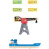 het-speellab-detail-hape-houten-vrachtschip-met-containers-en-magneet Houten vrachtschip van Hape details met magnetische containers voor rollenspel