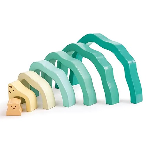 Educatief houten speelgoed met ijsbeerfiguren en stapelblokken – Het Speellab