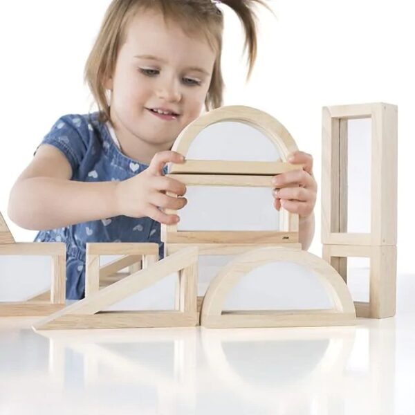 Houten spiegelblokken van Guidecraft voor open-ended en educatief spel