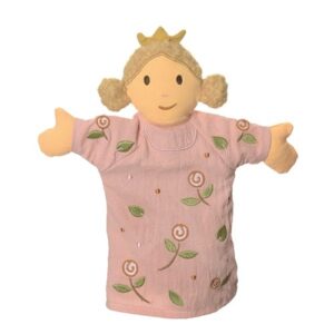 Egmont toys Handpop prinses – zachte katoenen poppenkast pop voor fantasiespel en taalontwikkeling