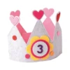 Eduplay verjaardagskroon van vilt in rose, een vrolijke en duurzame feestkroon voor kinderen met een verstelbare klittenbandsluiting voor een perfecte pasvorm.