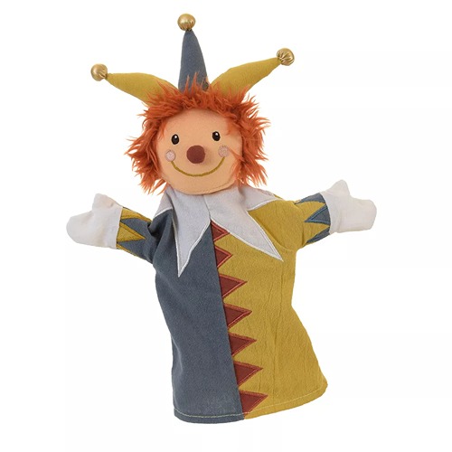 Educatieve handpop Harlekijn van Egmont Toys voor taalontwikkeling, rollenspel en fantasie bij het Speellab