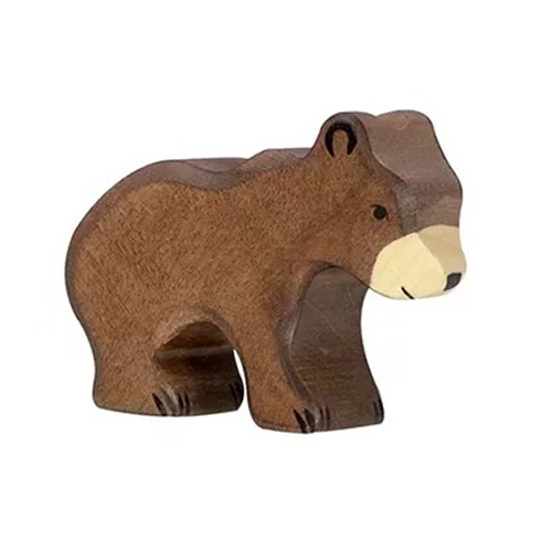 Holztiger-beer-klein-houten-dier-8,5cm-80185 Houten handgemaakt dierfiguur kleine beer voor open einde spel. Duurzaam en fantasierijk speelgoed van Holztiger bij Het Speellab