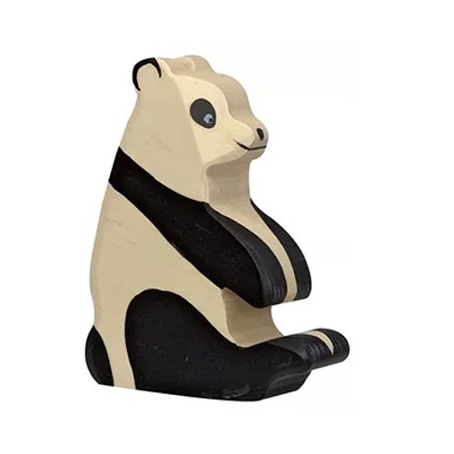 Houten handgemaakt dierfiguur Pandabeer voor open einde spel. Duurzaam en fantasierijk speelgoed van Holztiger bij Het Speellab