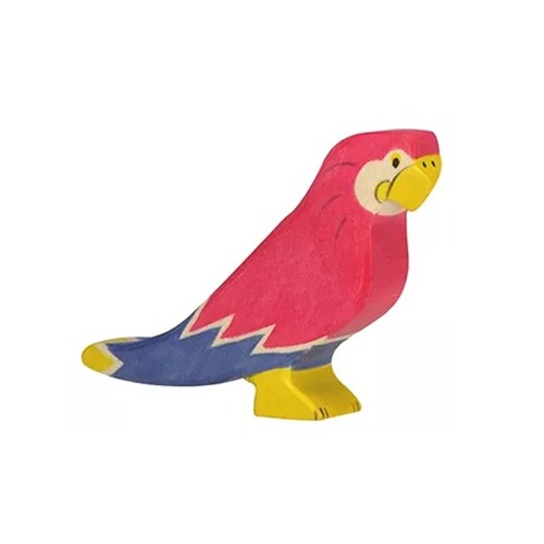Holztiger-papegaai-houten-dier-11cm-80178 Houten handgemaakt dierfiguur Papegaai voor open einde spel. Duurzaam en fantasierijk speelgoed van Holztiger bij Het Speellab