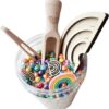 Sensoryfun pourandplay pot met zichtbaar de vulvorm, schep, loose parts in beeld