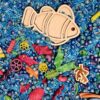 Een detailfoto van inhoud pot pouranplay thema oceaan met kikkererwten en vulvorm