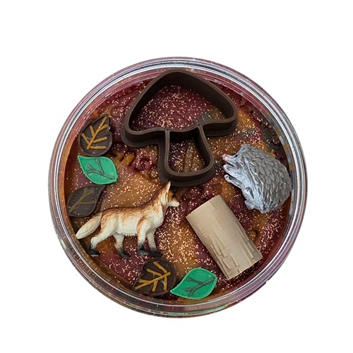 Sensorydough herfst in het bos van bovenaf met beeld op speelfiguren van Sensoryfun