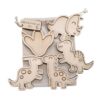 kiddi jute opbergzak met 5 houten dino vulvormen